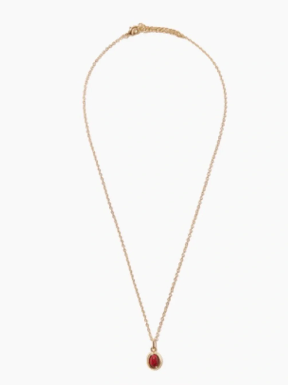 Leeada Oval Gemstone Pendant Necklace Gold Tone Burgundy Stone LEE-FA-002 NEW